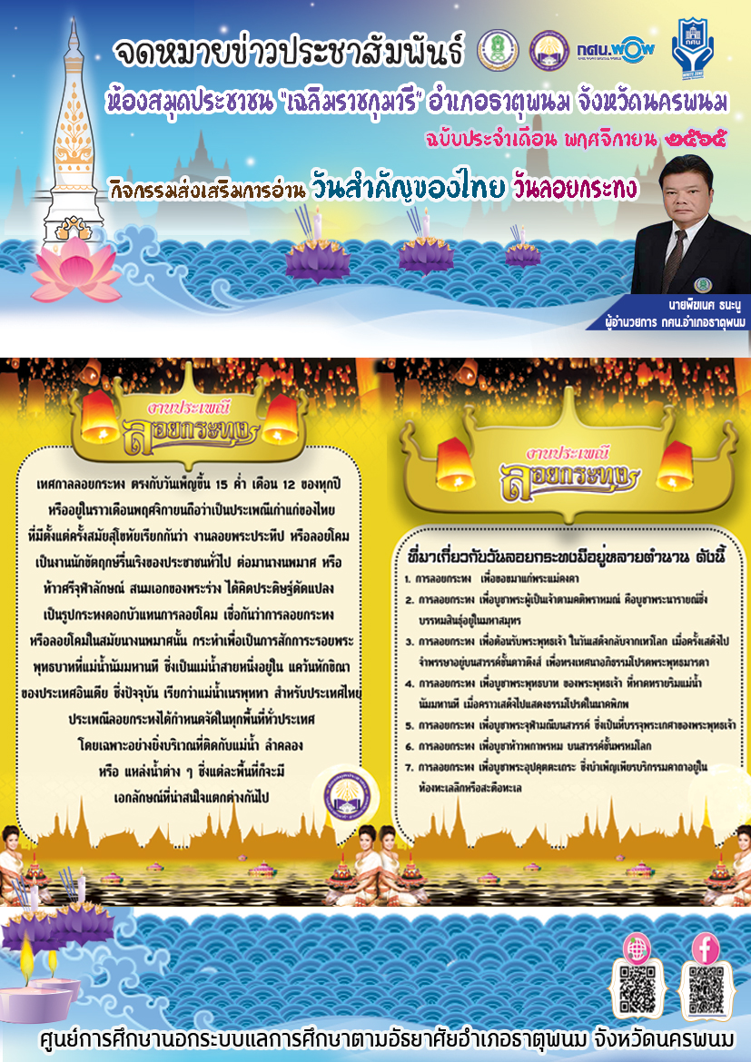 กิจกรรมส่งเสริมการอ่าน online วันสำคัญของไทย